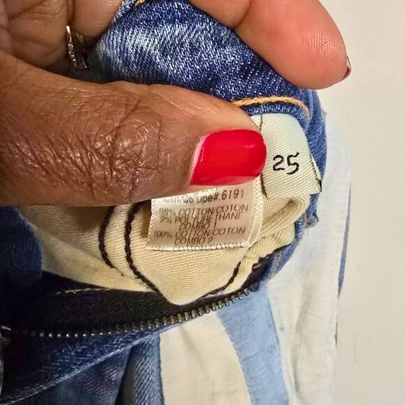 Rag & Bone Relay Racer Skinny Jeans Women's Size 25 Blue Stripe Zip Ankle Design - Picture 9 of 13